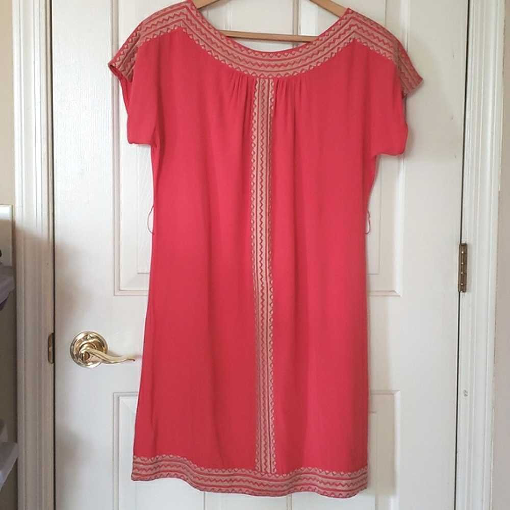 THML for Anthropologie Coral Embroidered Boho Shift Mini Dress / Tunic XS - Picture 14 of 17